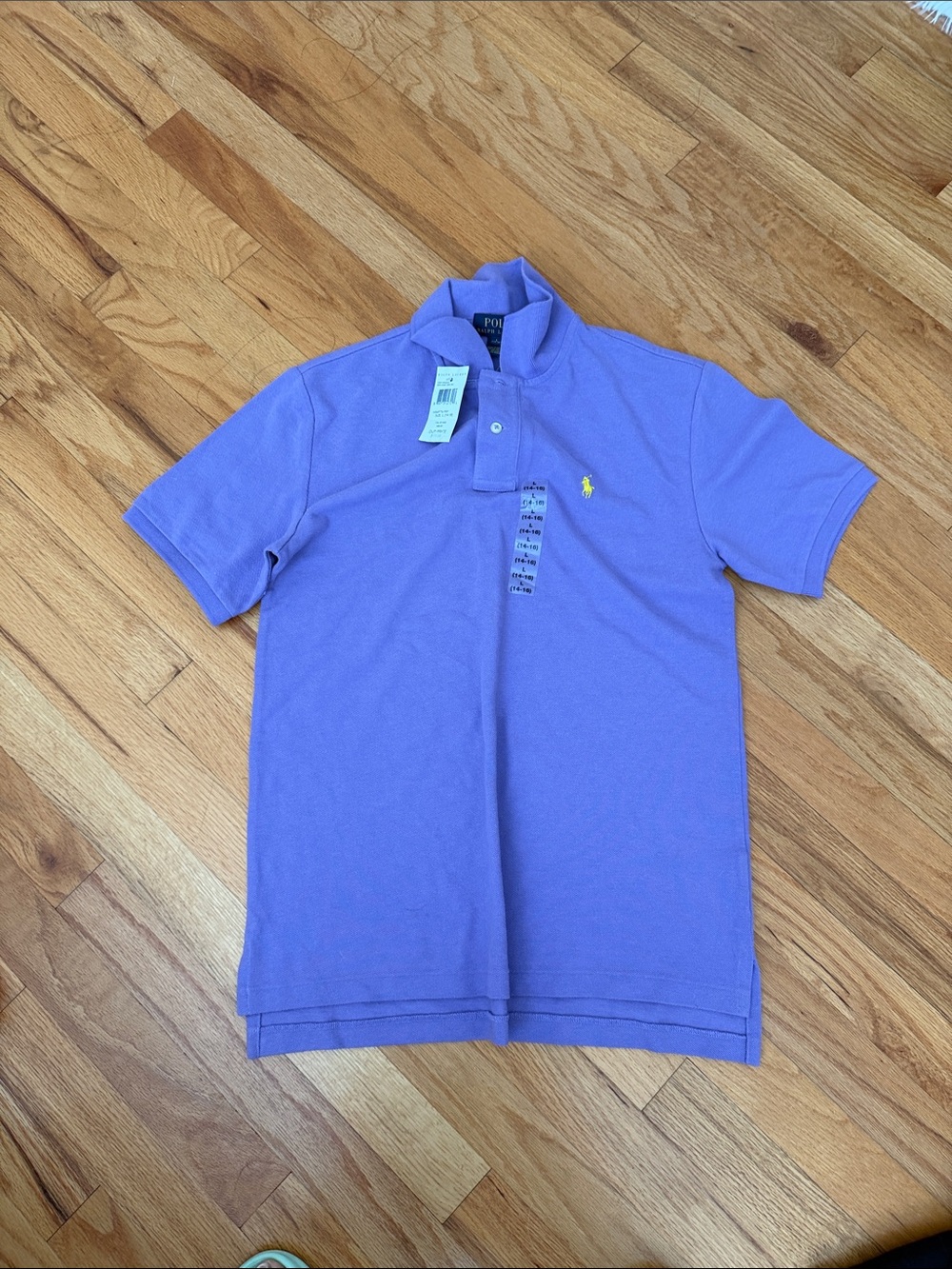Polo by Ralph Lauren Men’s Lavender Short-Sleeve Polo with Yellow Pony